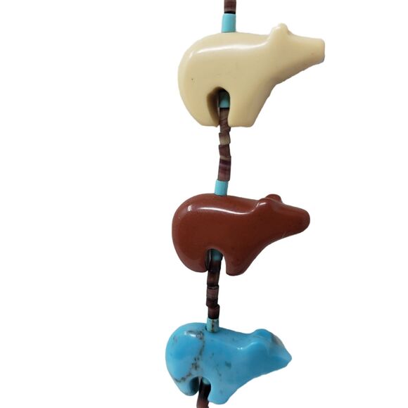 Native American Zuni Bear Totem Fetish Necklace Vintage Animal Natural Stone - Picture 7 of 12